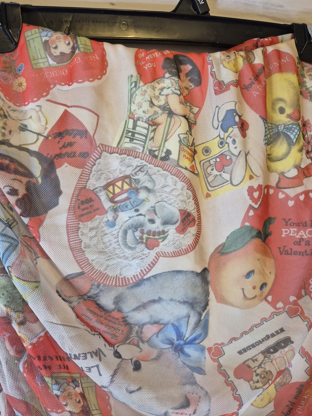 Peach & Coral Vintage-Print Valentine Cropped Mesh Tube Top Sz. 10 - Picture 4 of 12